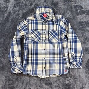 Eastern Mountain Sports Flannel Shirt Mens Medium Blue/White Plaid Long Sleeves